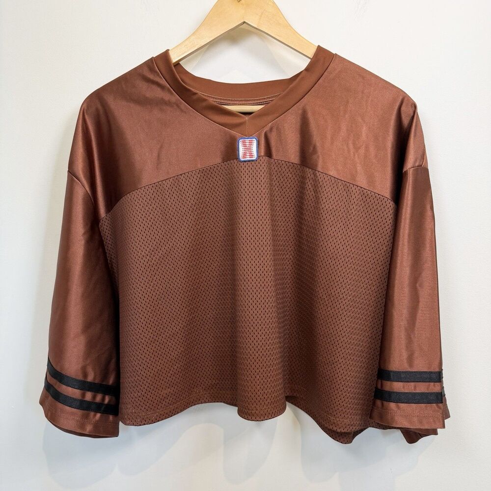 Savage X Fenty Women Size 2x Brown Limited-Edition LVII Cropped Jersey Football